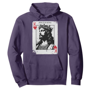 Jesus Is King Playing Card Graphic Hoodie King of Hearts Christian Faith TS02 Purple Print Your Wear