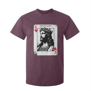 Jesus Is King Playing Card Graphic T Shirt For Kid King of Hearts Christian Faith TS02 Maroon Print Your Wear