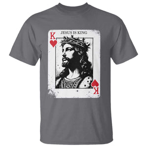 Jesus Is King Playing Card Graphic T Shirt King of Hearts Christian Faith TS02 Charcoal Print Your Wear