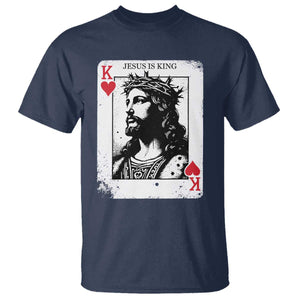 Jesus Is King Playing Card Graphic T Shirt King of Hearts Christian Faith TS02 Navy Print Your Wear