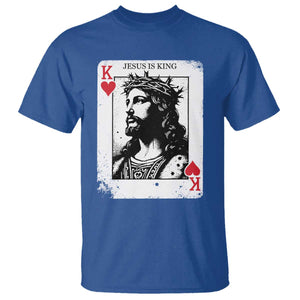Jesus Is King Playing Card Graphic T Shirt King of Hearts Christian Faith TS02 Royal Blue Print Your Wear