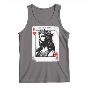 Jesus Is King Playing Card Graphic Tank Top King of Hearts Christian Faith TS02 Deep Heather Print Your Wear