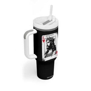 Jesus Is King Playing Card Graphic Tumbler With Handle King of Hearts Christian Faith TS02 Print Your Wear
