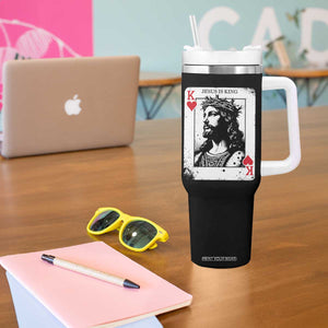 Jesus Is King Playing Card Graphic Tumbler With Handle King of Hearts Christian Faith TS02 Print Your Wear