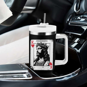 Jesus Is King Playing Card Graphic Tumbler With Handle King of Hearts Christian Faith TS02 Print Your Wear