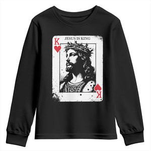 Jesus Is King Playing Card Graphic Youth Sweatshirt King of Hearts Christian Faith TS02 Black Print Your Wear