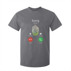 Funny Borg Drink Caling Meme T Shirt For Kid College Party Drink Viral Humor TS02 Charcoal Print Your Wear