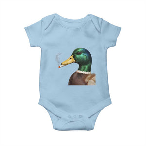 Smoking Mallard Meme Graphic Baby Onesie Chaotic Funny Wild Duck Attitude Viral Internet Humor TS02 Light Blue Print Your Wear