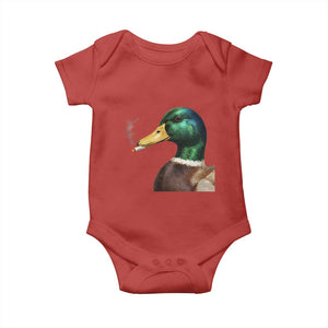 Smoking Mallard Meme Graphic Baby Onesie Chaotic Funny Wild Duck Attitude Viral Internet Humor TS02 Red Print Your Wear