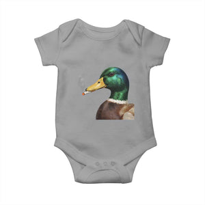 Smoking Mallard Meme Graphic Baby Onesie Chaotic Funny Wild Duck Attitude Viral Internet Humor TS02 Sport Gray Print Your Wear
