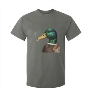 Smoking Mallard Meme Graphic T Shirt For Kid Chaotic Funny Wild Duck Attitude Viral Internet Humor TS02 Military Green Print Your Wear