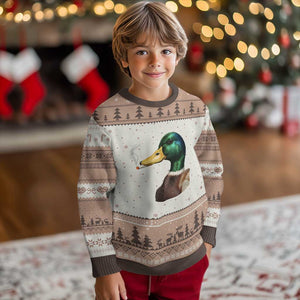 Smoking Mallard Meme Graphic Ugly Christmas Sweater Chaotic Funny Wild Duck Attitude Viral Internet Humor TS02 Mocha Mousse Print Your Wear