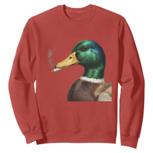 Smoking Mallard Meme Graphic Sweatshirt Chaotic Funny Wild Duck Attitude Viral Internet Humor TS02 Red Print Your Wear