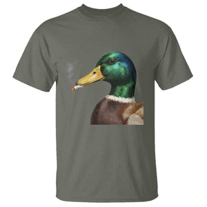 Smoking Mallard Meme Graphic T Shirt Chaotic Funny Wild Duck Attitude Viral Internet Humor TS02 Military Green Print Your Wear
