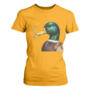 Smoking Mallard Meme Graphic T Shirt For Women Chaotic Funny Wild Duck Attitude Viral Internet Humor TS02 Gold Print Your Wear