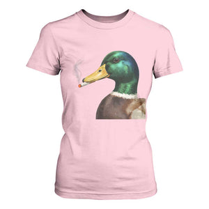Smoking Mallard Meme Graphic T Shirt For Women Chaotic Funny Wild Duck Attitude Viral Internet Humor TS02 Light Pink Print Your Wear