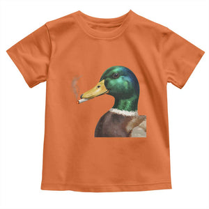 Smoking Mallard Meme Graphic Toddler T Shirt Chaotic Funny Wild Duck Attitude Viral Internet Humor TS02 Orange Print Your Wear