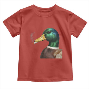 Smoking Mallard Meme Graphic Toddler T Shirt Chaotic Funny Wild Duck Attitude Viral Internet Humor TS02 Red Print Your Wear