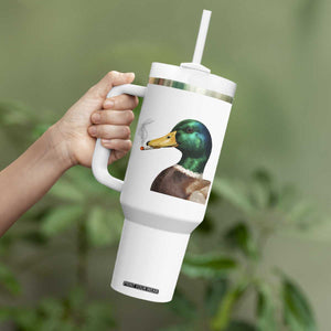 Smoking Mallard Meme Graphic Tumbler With Handle Chaotic Funny Wild Duck Attitude Viral Internet Humor TS02 Print Your Wear