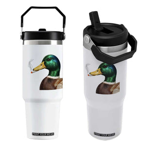 Smoking Mallard Meme Graphic Flip Straw Tumbler Chaotic Funny Wild Duck Attitude Viral Internet Humor TS02 One Size: 30 oz White Print Your Wear