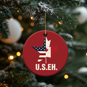 Funny American Canadan Christmas Ornament US EH Canada Maple Leaf America Star Flag TS02 Print Your Wear