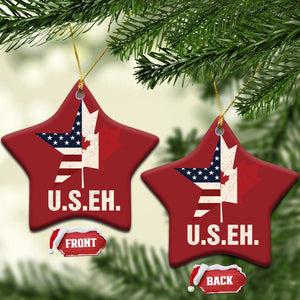 Funny American Canadan Christmas Ornament US EH Canada Maple Leaf America Star Flag TS02 Star Red Print Your Wear