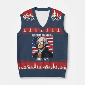 Funny Patriotic Founding Father V-Neck Knit Sweater Vest No Kings in America Since 1776 4th of July TS02 Navy Red Print Your Wear
