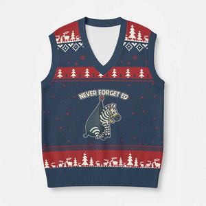 Never Forget Ed The Zebra Meme V-Neck Knit Sweater Vest Funny Viral Animal Escape Internet Humor Fans TS02 Navy Red Print Your Wear