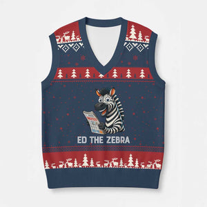 Ed the Zebra Meme V-Neck Knit Sweater Vest Funny Viral Animal Escape Internet Humor Fans TS02 Navy Red Print Your Wear