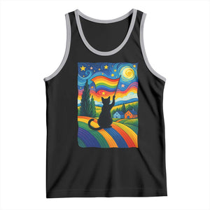Whimsical Black Cat Pride Flag Tank Top Colorful LGBTQ Rainbow TS02 Black Athletic Heather Print Your Wear