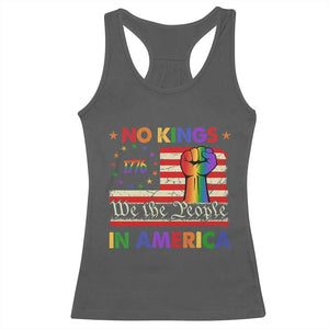 No Kings In America Rainbow Flag Racerback Tank Top TS02 Dark Heather Print Your Wear