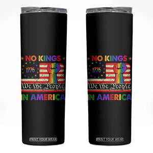 No Kings In America Rainbow Flag Skinny Tumbler TS02 Black Print Your Wear