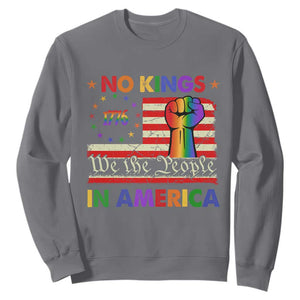 No Kings In America Rainbow Flag Sweatshirt TS02 Charcoal Print Your Wear