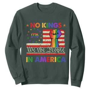 No Kings In America Rainbow Flag Sweatshirt TS02 Dark Forest Green Print Your Wear