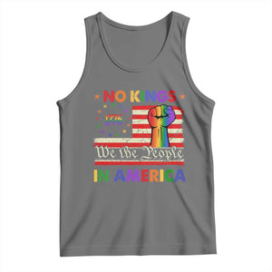 No Kings In America Rainbow Flag Tank Top TS02 Black Heather Print Your Wear