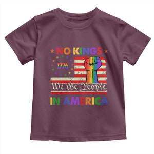No Kings In America Rainbow Flag Toddler T Shirt TS02 Maroon Print Your Wear