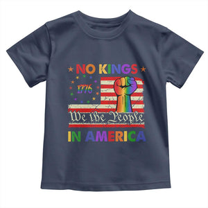 No Kings In America Rainbow Flag Toddler T Shirt TS02 Navy Print Your Wear