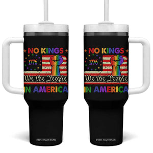 No Kings In America Rainbow Flag Tumbler With Handle TS02 One Size: 40 oz Black Print Your Wear