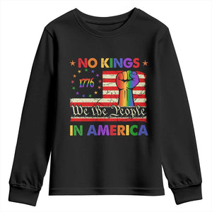 No Kings In America Rainbow Flag Youth Sweatshirt TS02 Black Print Your Wear
