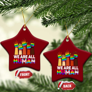 We Are All Human Rainbow Hands Ceramic Ornament LGBTQ+ Unity Equality Pride Month TS02 Print Your Wear