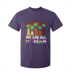 We Are All Human Rainbow Hands T Shirt For Kid LGBTQ+ Unity Equality Pride Month TS02 Purple Print Your Wear