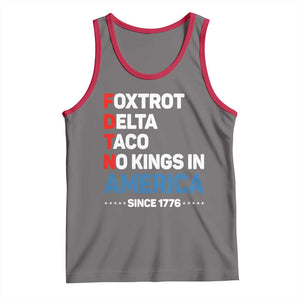No Kings in America Since 1776 Tank Top Foxtrot Delta Taco Funny Patriotic Military Alphabet TS02 Deep Heather Red Print Your Wear