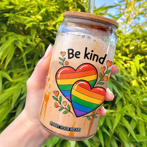 Be Kind Rainbow Heart Glass Can Spread Kindness LGBTQ Love Pride Month TS02 White Print Your Wear