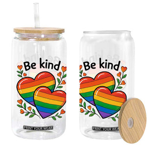 Be Kind Rainbow Heart Glass Can Spread Kindness LGBTQ Love Pride Month TS02 Print Your Wear