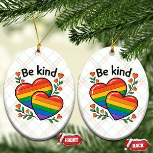 Be Kind Rainbow Heart Ceramic Ornament Spread Kindness LGBTQ Love Pride Month TS02 Print Your Wear