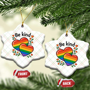 Be Kind Rainbow Heart Ceramic Ornament Spread Kindness LGBTQ Love Pride Month TS02 Print Your Wear
