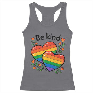 Be Kind Rainbow Heart Racerback Tank Top Spread Kindness LGBTQ Love Pride Month TS02 Charcoal Print Your Wear
