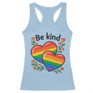 Be Kind Rainbow Heart Racerback Tank Top Spread Kindness LGBTQ Love Pride Month TS02 Light Blue Print Your Wear