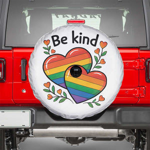 Be Kind Rainbow Heart Spare Tire Cover Spread Kindness LGBTQ Love Pride Month TS02 White Print Your Wear