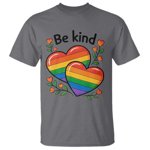 Be Kind Rainbow Heart T Shirt Spread Kindness LGBTQ Love Pride Month TS02 Charcoal Print Your Wear